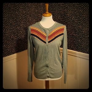 Merona Gray Cardigan With Geometric Design